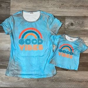 Mom and Me Good Vibes Rainbow tie dye tee